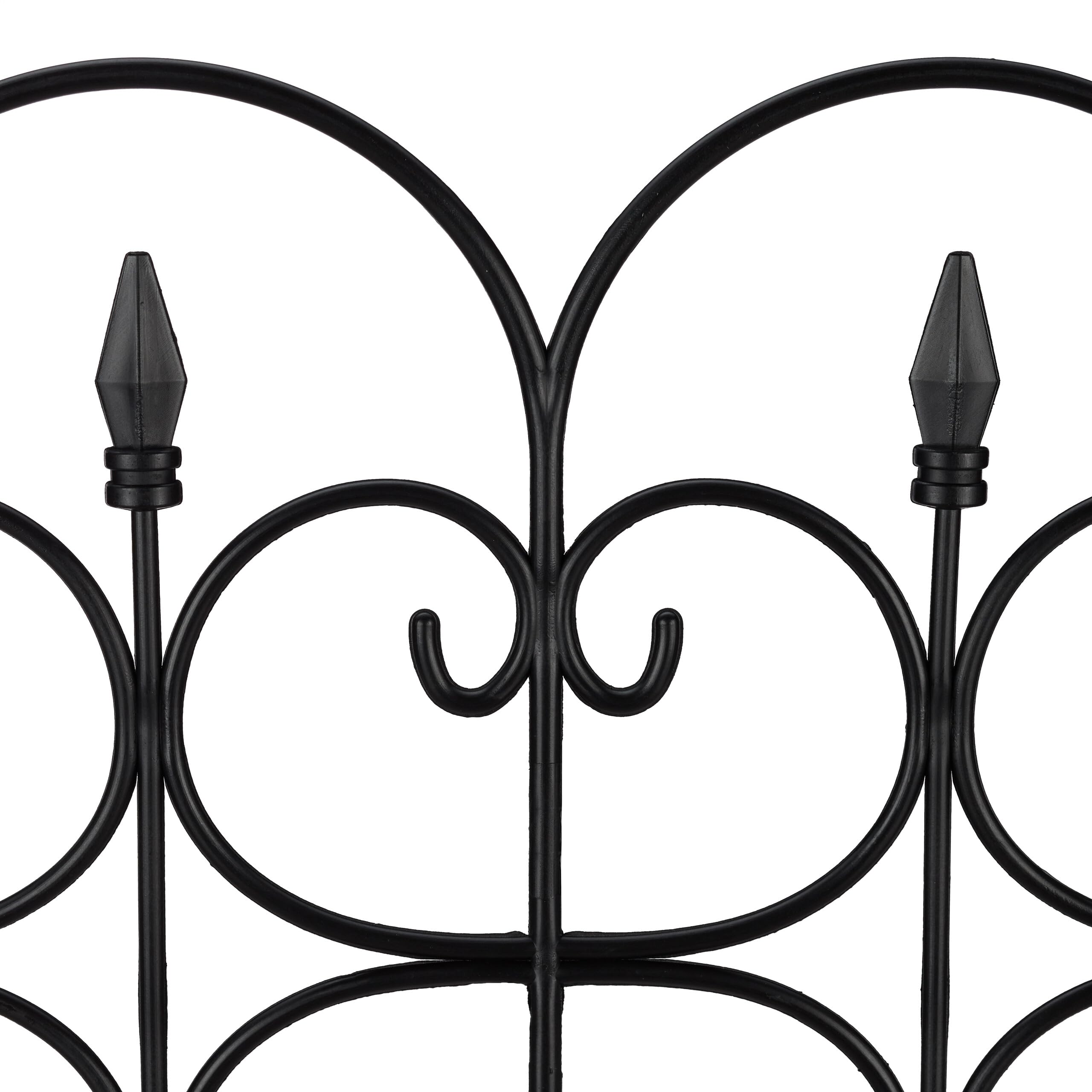 Relaxdays Recinzione per Aiuole in Plastica, H x L: 38 x 69 cm, Set da 8, Recinto Decorativo, Paletti per Giardino, Nero