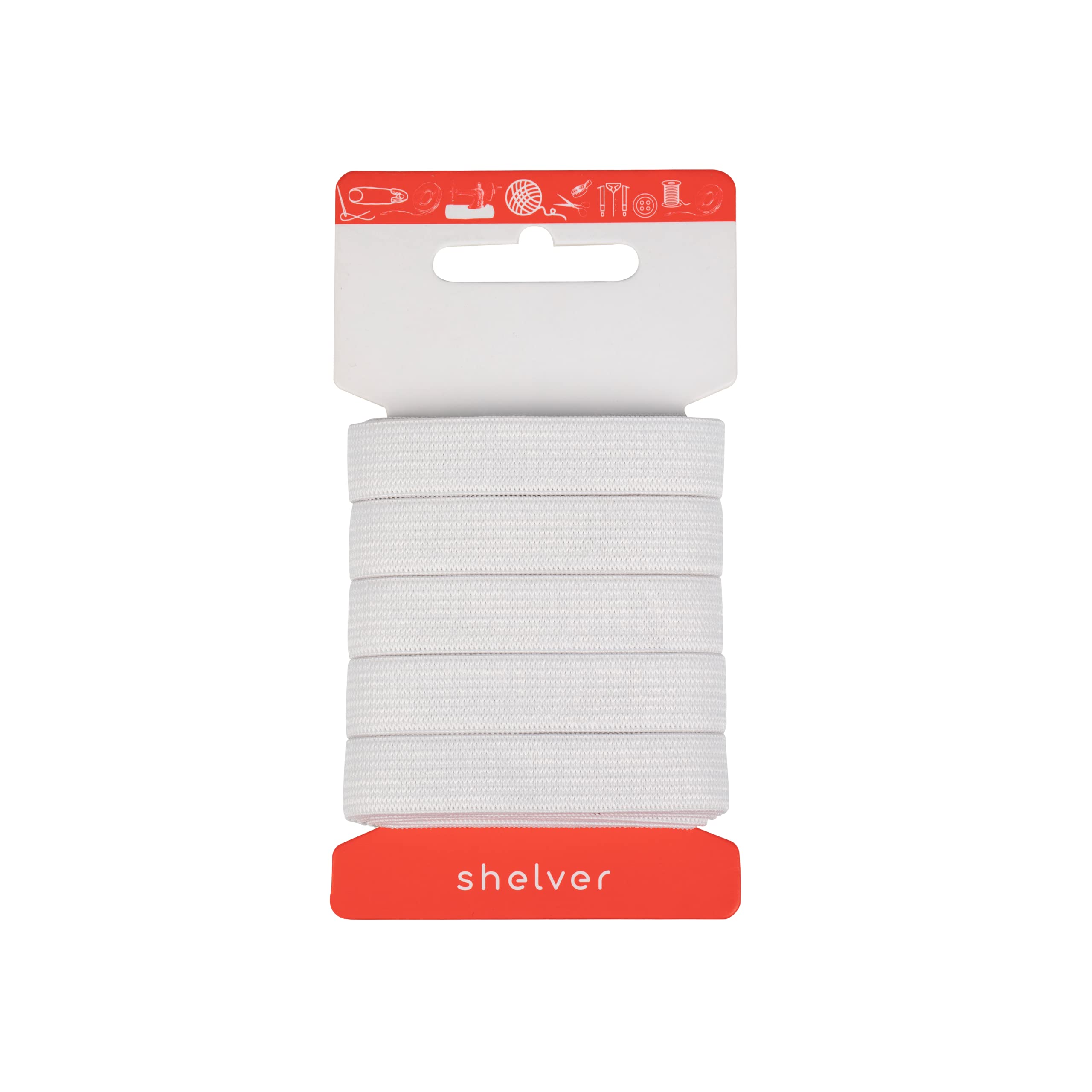 Elastico per cucire in larghezze 7, 10, 15, 20, 25, 40, 50 mm (bianco, 15 mm x 5 m)