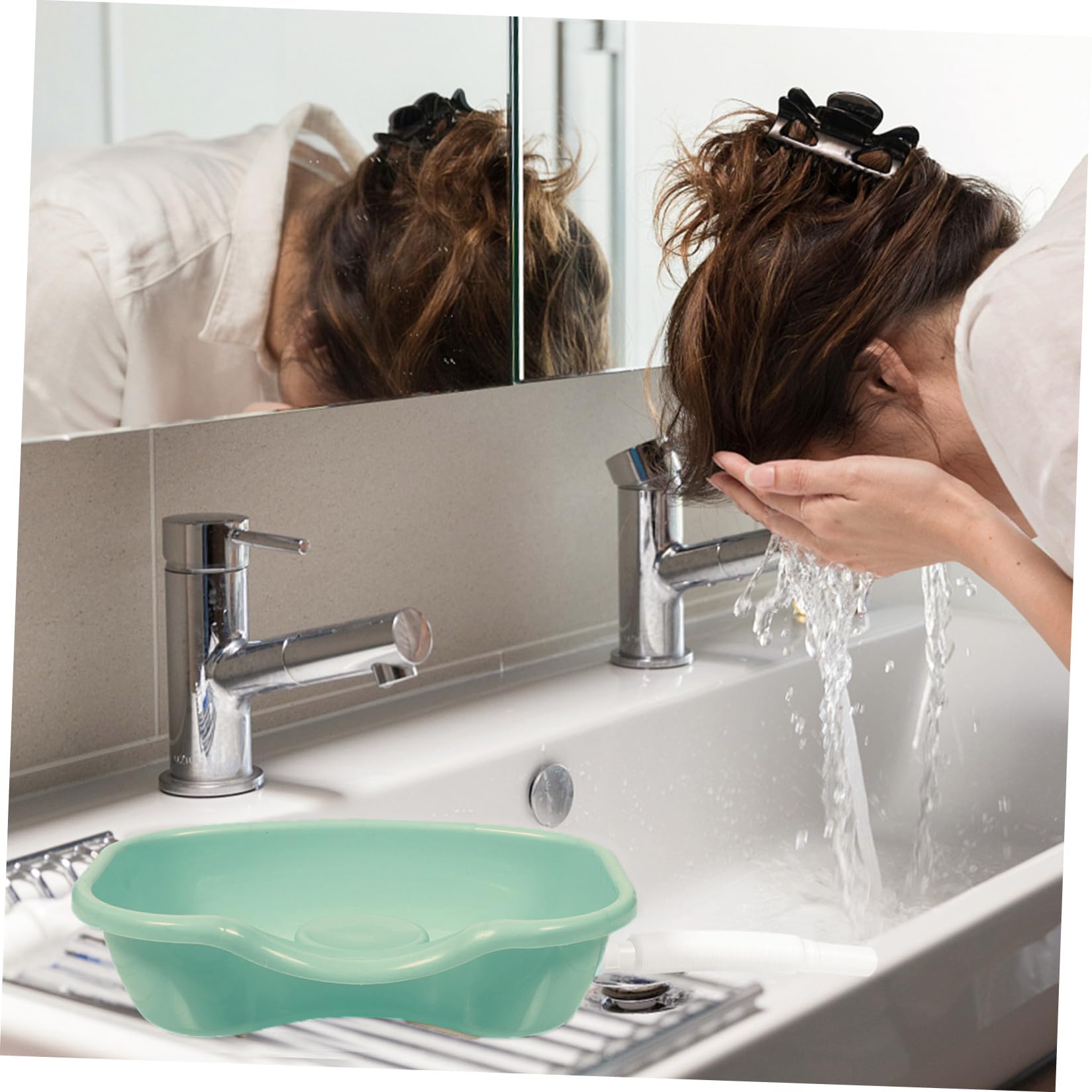 COLLBATH Ergonomisches Komfortabel aus Kunststoff Bett Haarwaschbecken mit Gebogenem Rand für Behinderte und Kinder für Haus und Bett Haarwäsche