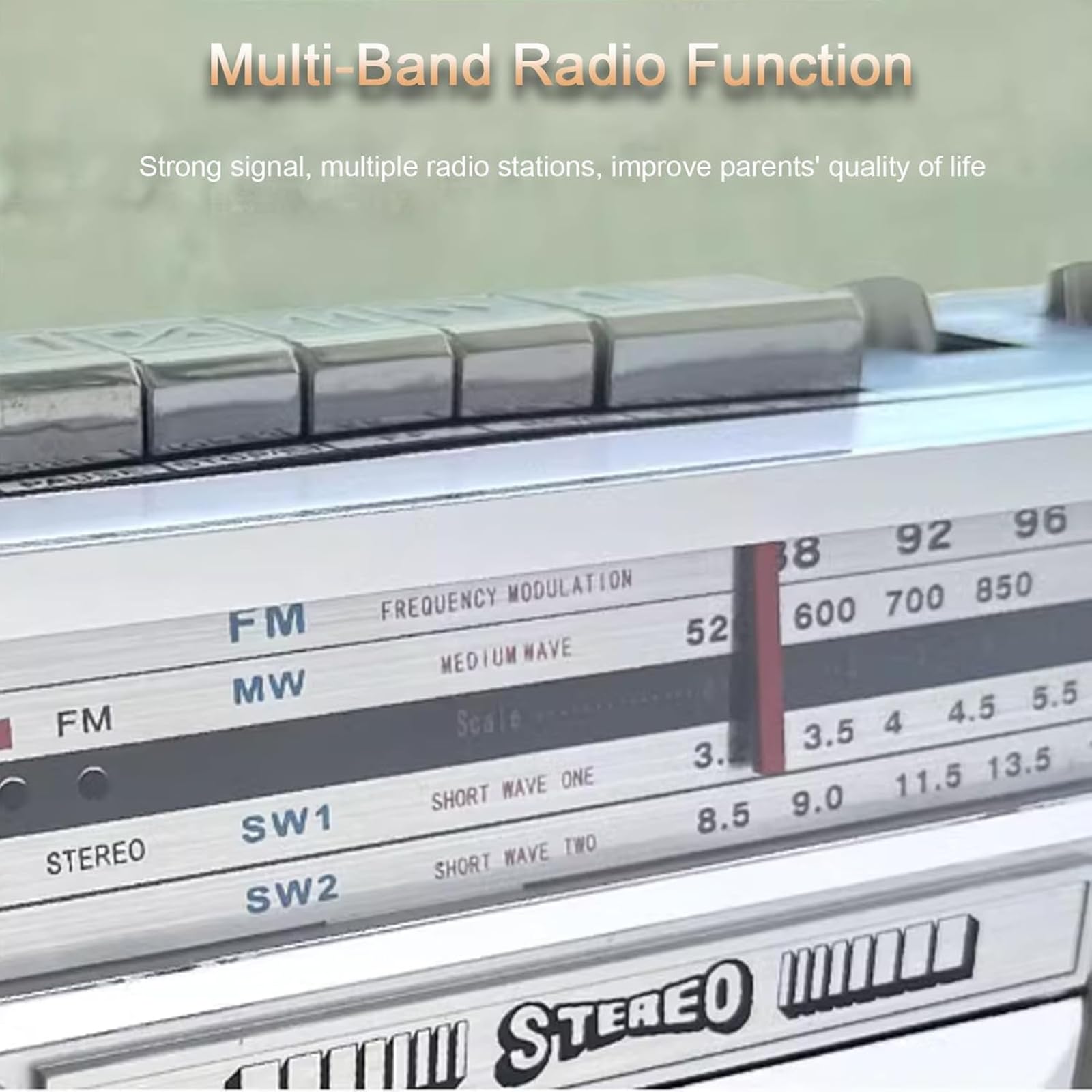 Tragbarer Kassettenrekorder mit CD-Soundmaschine, USB-Host, dynamischem Bass, MP3-CD- und Kassettenwiedergabe