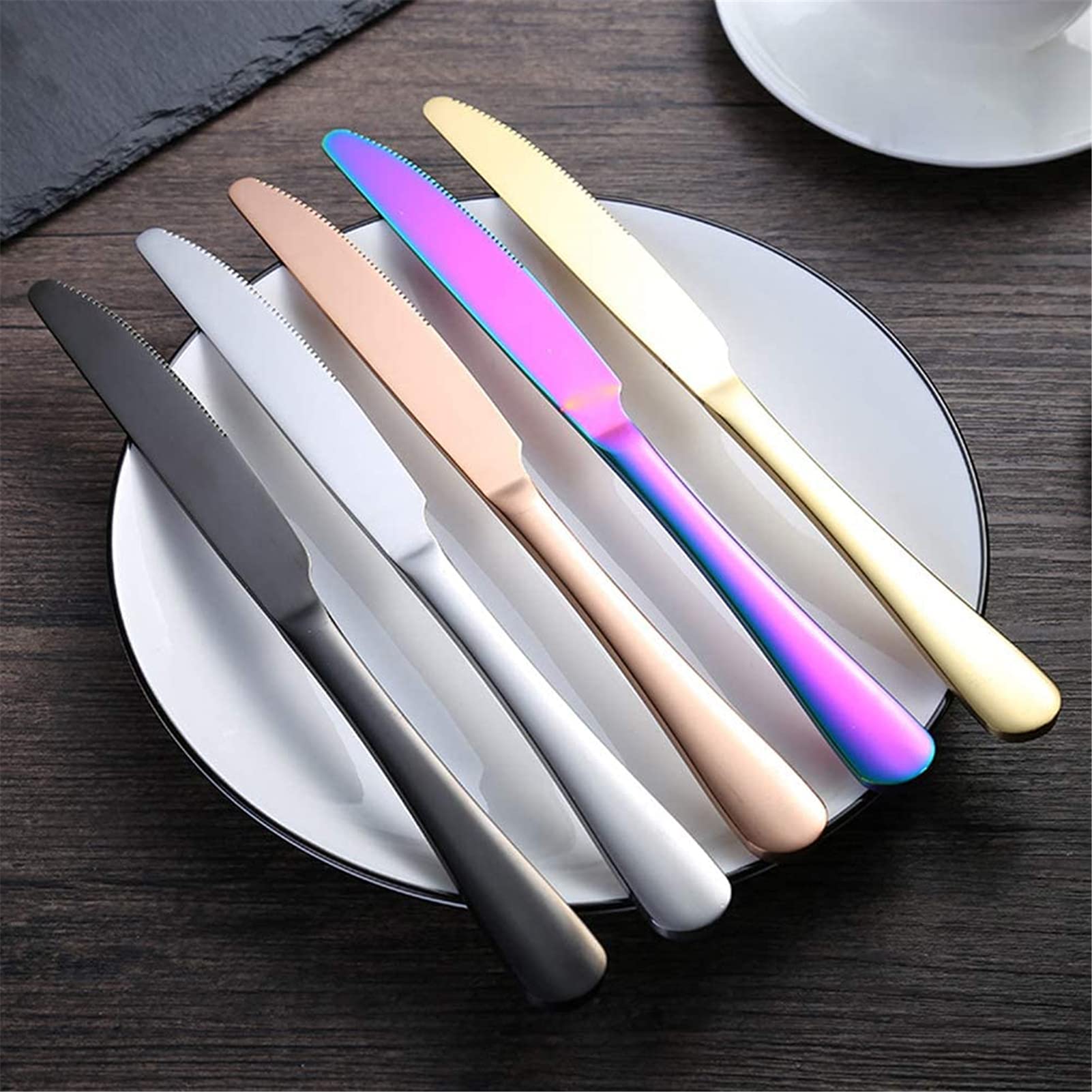 Juego De Cubiertos De 24 Piezas, Para 6 Personas, Acero Inoxidable, Cubertería De Luxe Estuche Regalo, Para Bodas, Restaurante, Fiesta, Regalo, Festivales (ArcoíRis)
