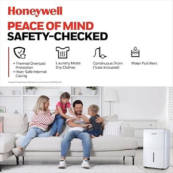 Honeywell 30L/Day Dehumidifiers For Home With Digital Display, Dehumidifiers For Drying clothes, 24Hr Timer, Dehumidifier With Washable Dust Filter, 3.4L Water Tank