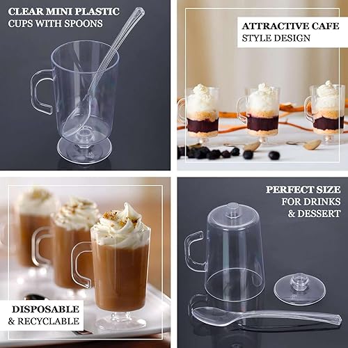 Miniatura 4 de Efavormart - Juego de 24 tazas de plástico transparente de 2 onzas para café, té, café expreso con cucharas, tazas desechables de parfait de postre