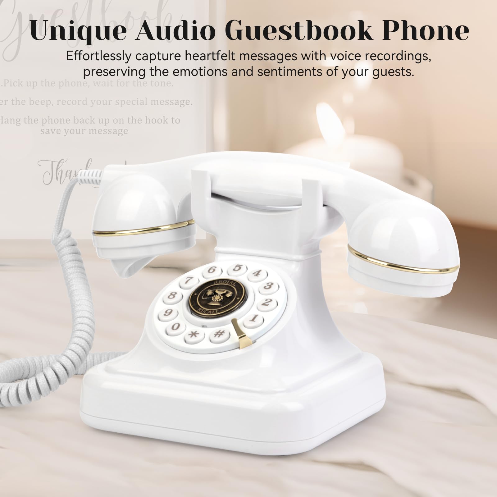 Livre d'or audio pour téléphone, livre d'or de mariage, enregistrement téléphonique, voix d'invités pour anniversaire, fête, remise de diplôme, fête prénatale, retraite, occasions spéciales,