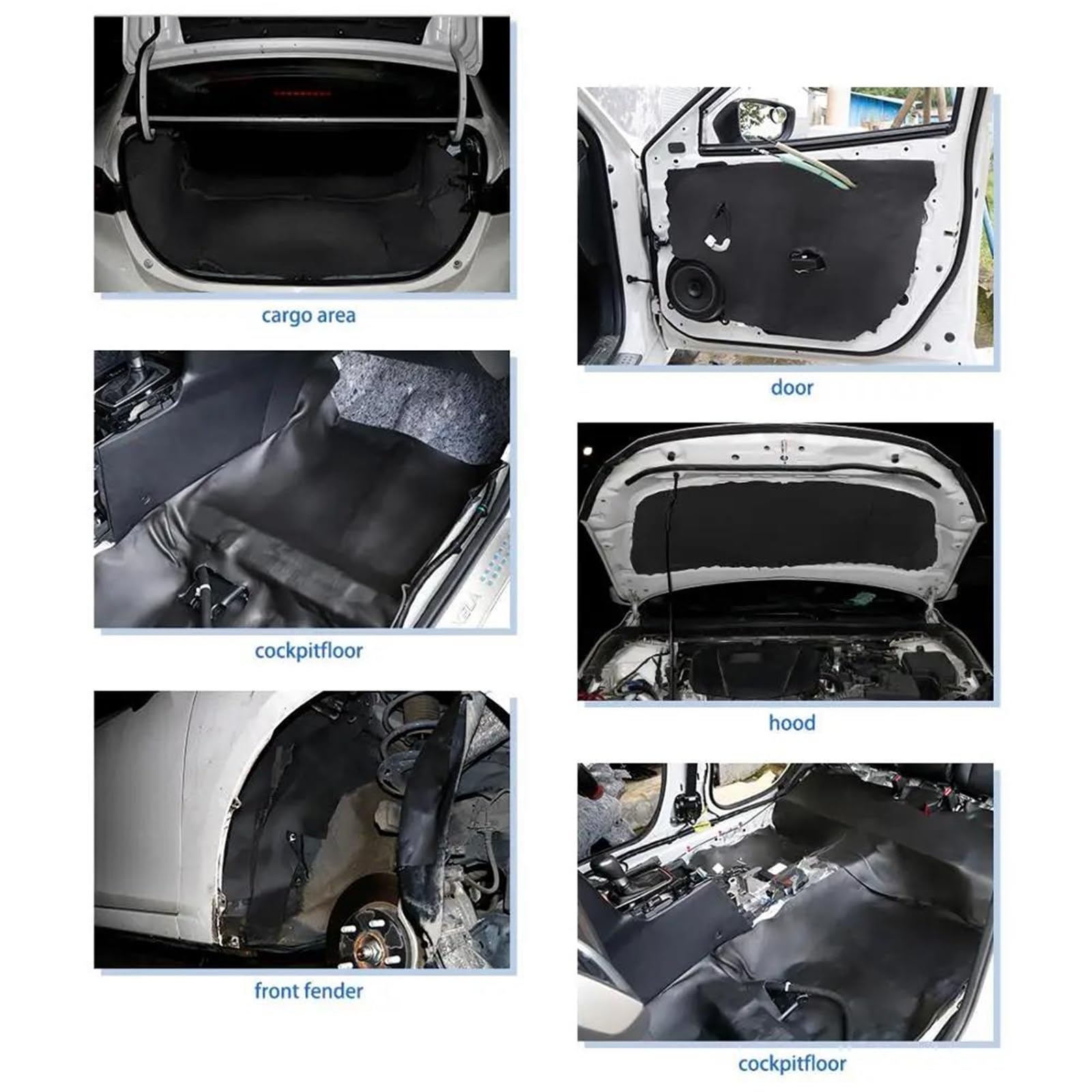 Aislamiento automóviles Espuma Aislante Insonorizada De Algodón De 5 Mm De Grosor Para Coche Absorción De Sonido Capó Techo Guardabarros almohadilla de aislamiento
