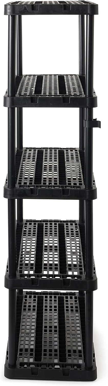 Gracious Living 5 Shelf Knect-A-Shelf Ventilated Heavy Duty Storage Unit 18 x 36 x 72 Organizer System for Home, Garage, Basement & Laundry, Black