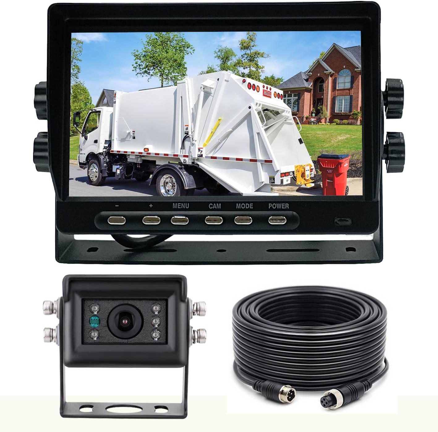 7" AHD 1080P Wired Reverse Rear View Backup Camera System,Guide line,IP69K Waterproof Camera, Night Vision, Vibration-Proof 10G for Tractor/Truck/Cargo Van/Excavator/Skid Steer/Heavy Equipment