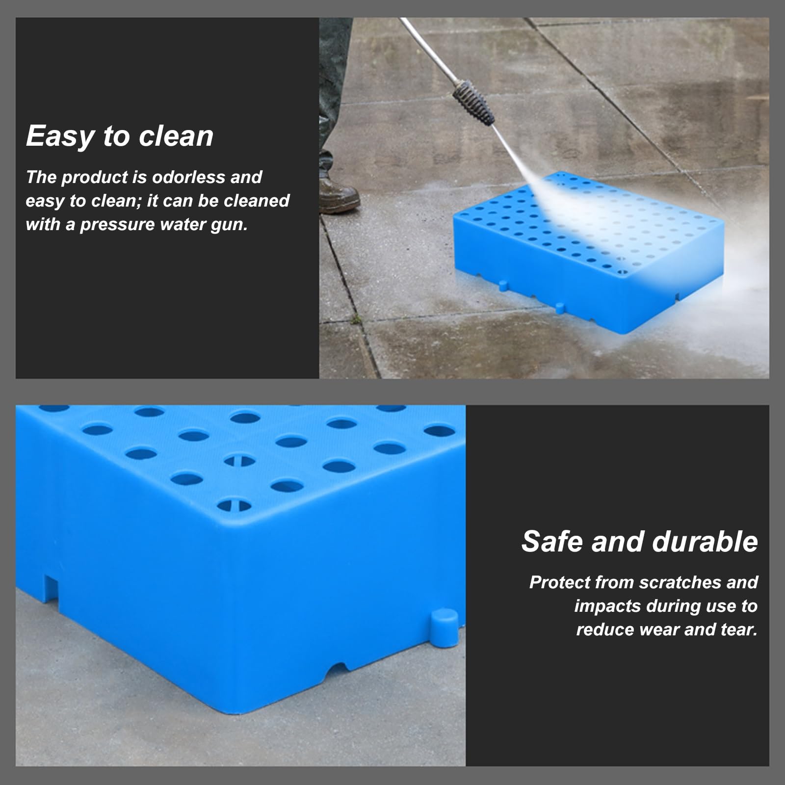 Vassoio per pallet in plastica, base resistente all'umidità e antiscivolo per elevare oggetti, adatto per magazzini e logistica