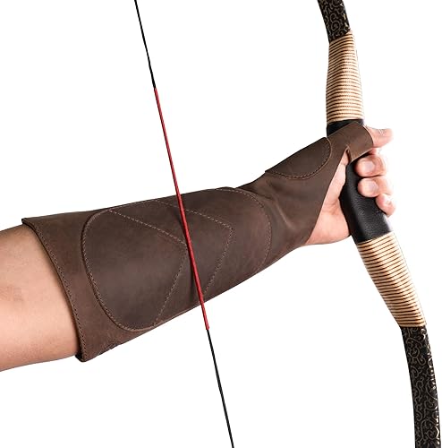 Miniatura 3 de Protector de brazo de cuero con arco para hombres, mujeres y jóvenes, soporte protector, protección de antebrazo de cuero de grano completo, soporte