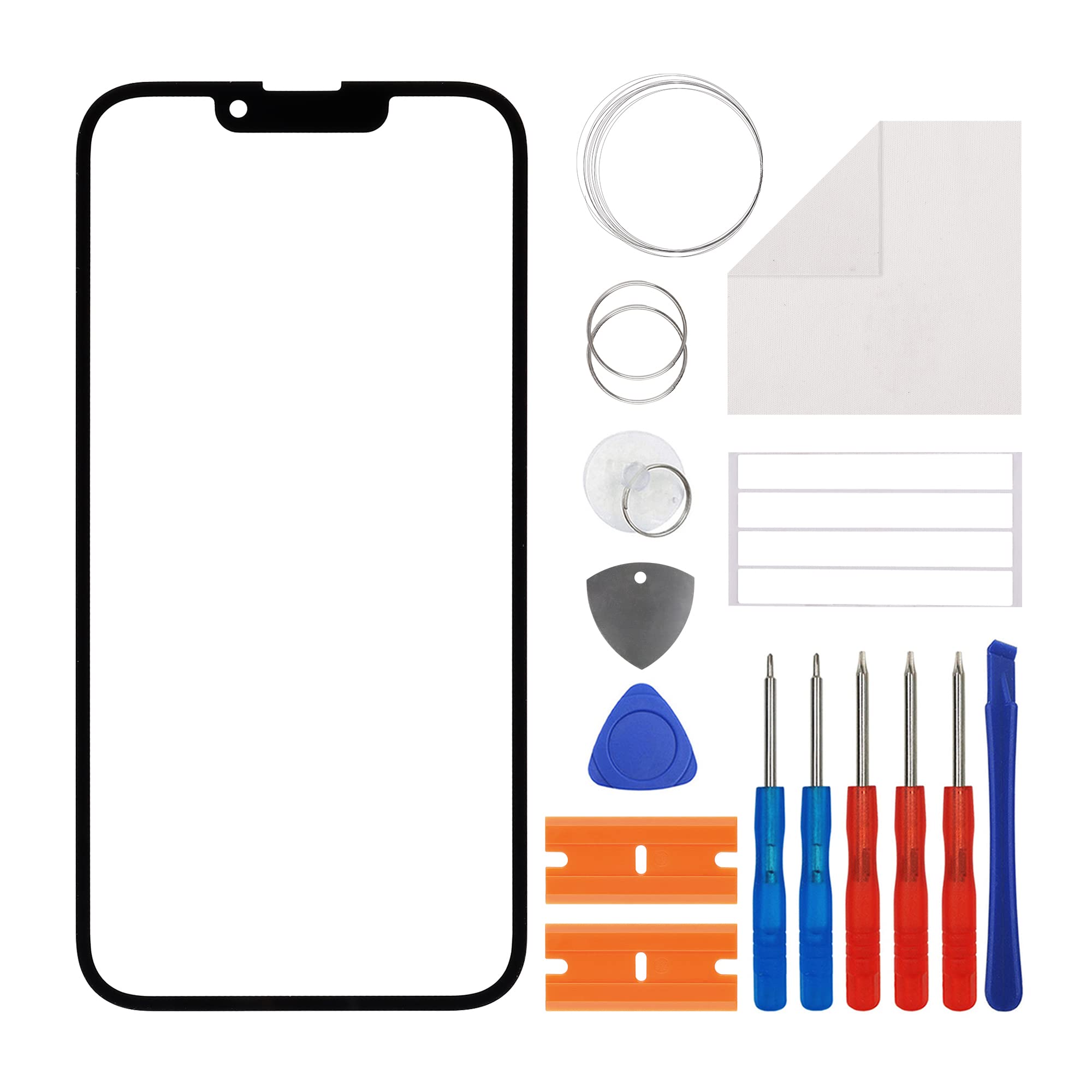 Duotipa New Front Outer Lens Glass Screen Replacement for iPhone 13/13 Pro with Free Repair Tools Kit.(No LCD Touch ＆ Digitizer)-6.1''