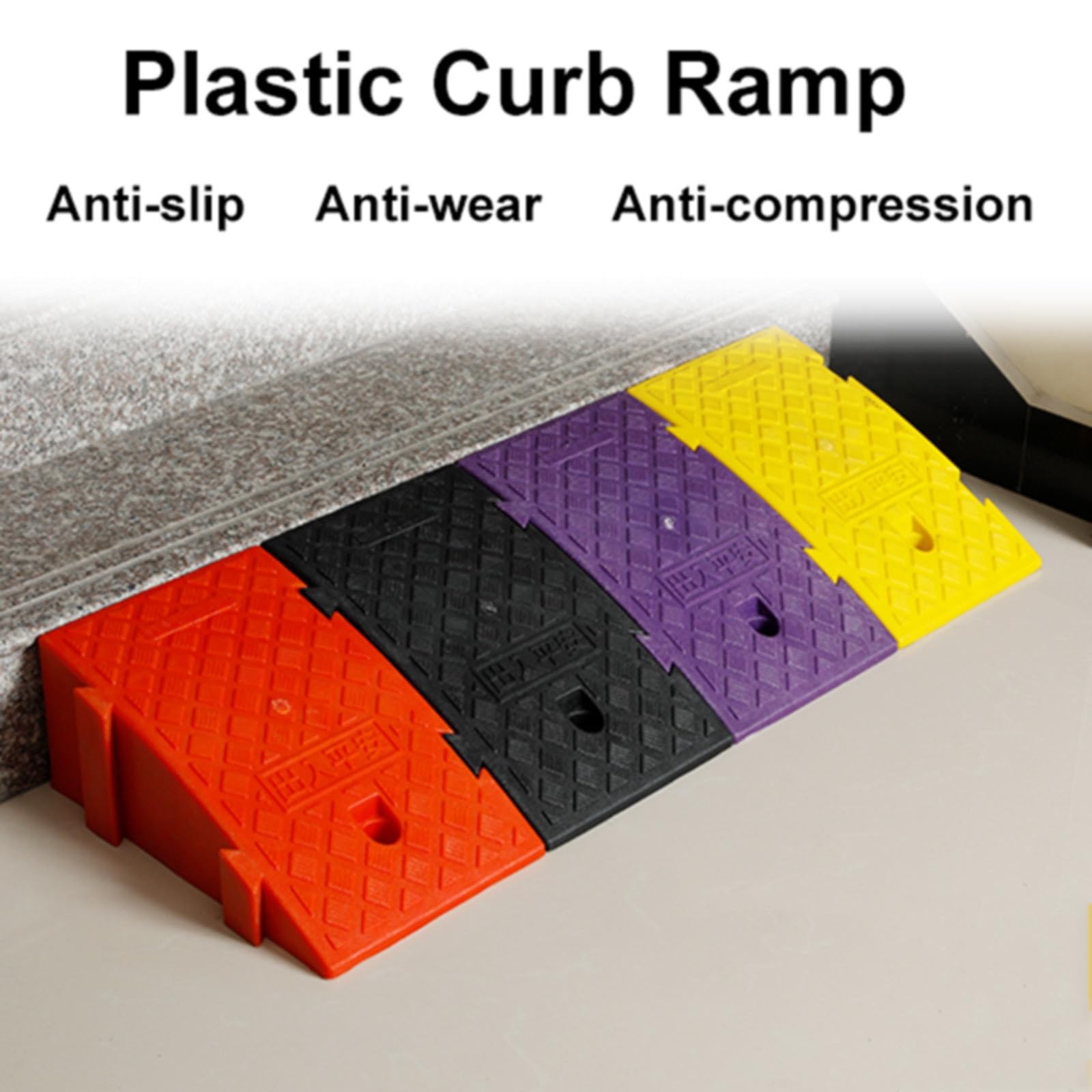 1 Paquet de Rampe de Trottoir de véhicule Rampe de Trottoir légère rampes de seuil en Plastique Robustes Portables pour fauteuils roulants Voitures caravanes Scooter Skateboard Mot