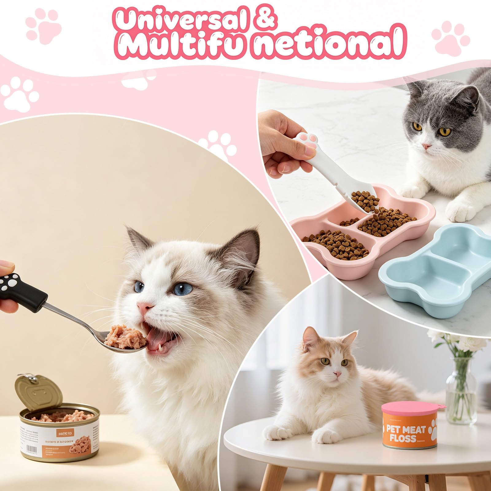 4 Pezzi Coperture per Lattine per Animali, Forma di Zampa Carina per Cucchiaio, Coperchi per Scatolette di Cibo per Cane Gatto