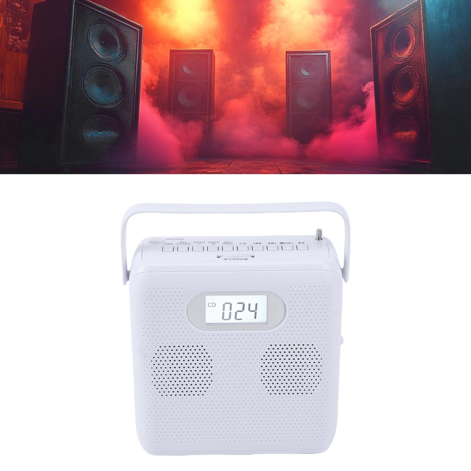 Fabater Przenośny Odtwarzacz CD, Domowy Odtwarzacz Muzyki CD do Samochodu, Obsługa Radia FM USB AUX MP3, Głośniki HiFi