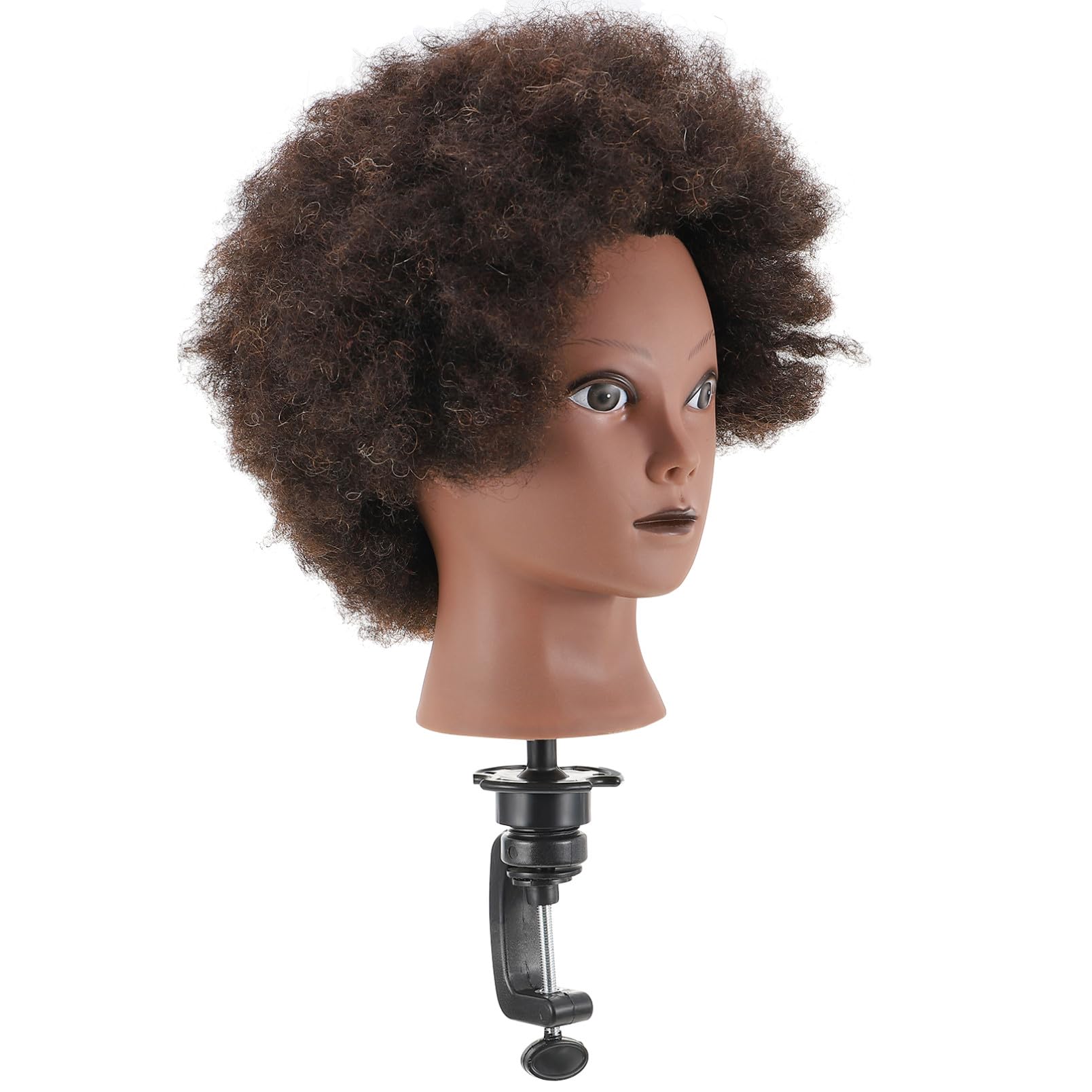 UKCOCO Afro Trainingskopf Echthaar Friseur Mannequin Kopf 10.63X6.69X5.91In Afrikanischer Schaufensterpuppenkopf Für Haarflechten Styling Übung Salon Friseur-Übungswerkzeug