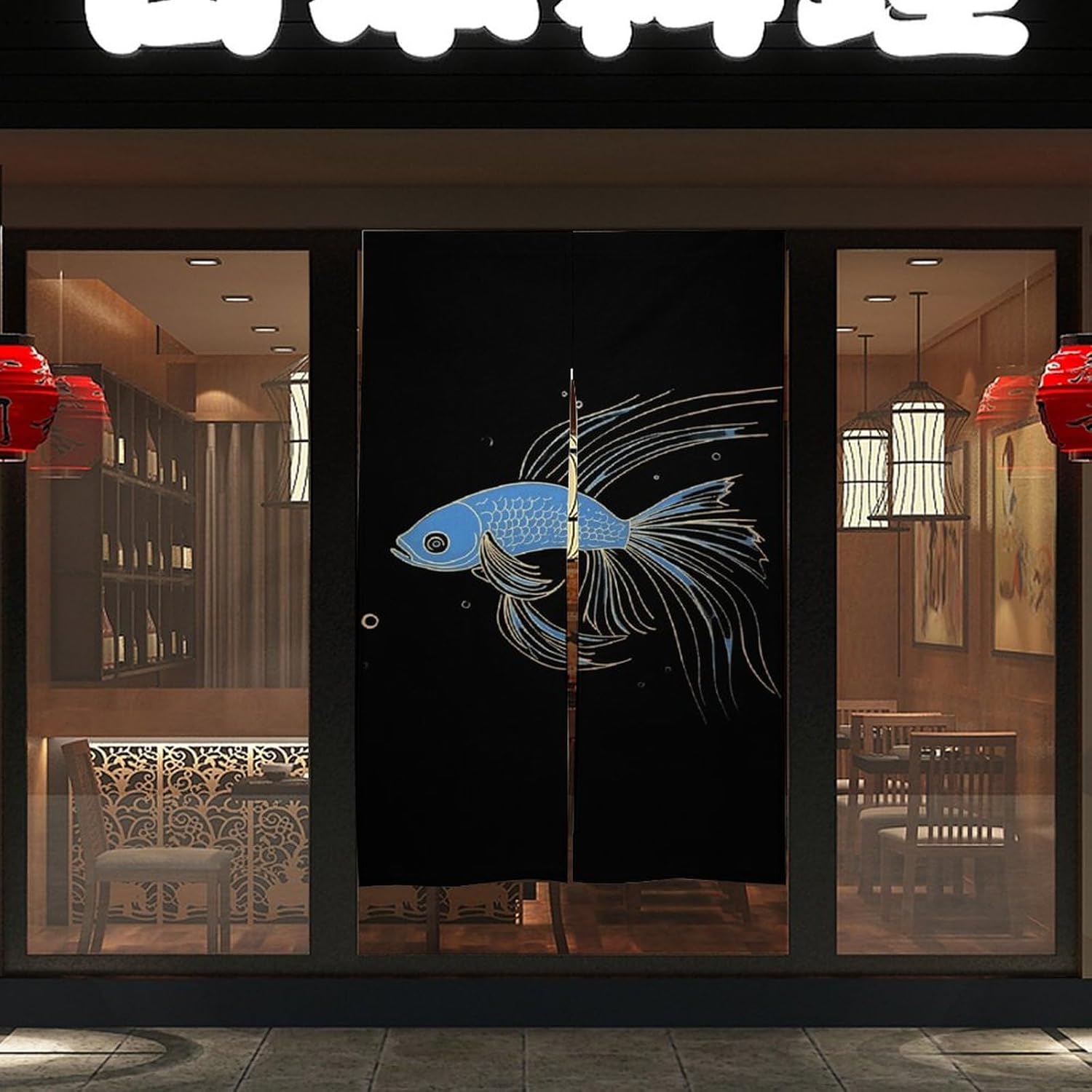 Siamese Fighting Fish Door Curtain Blackout Door Cover Curtains Door Screen for Home Accessories
