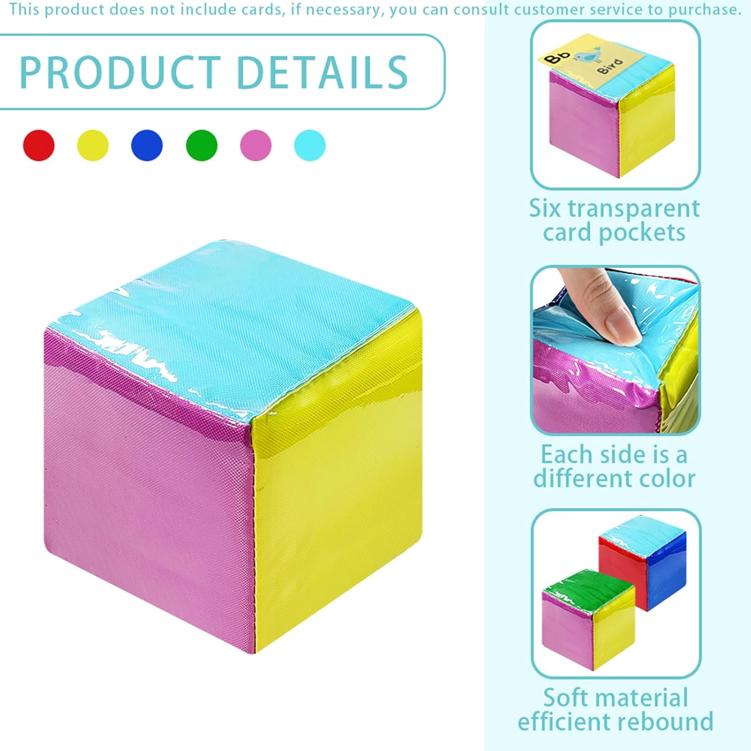 Learning Cubes Pocket Classroom DIY Education Playing Game Dices Teaching Stacking Blocks with 1Pcs Clear Pocket Playing Game Dices Soft Foam Cubes Learn
