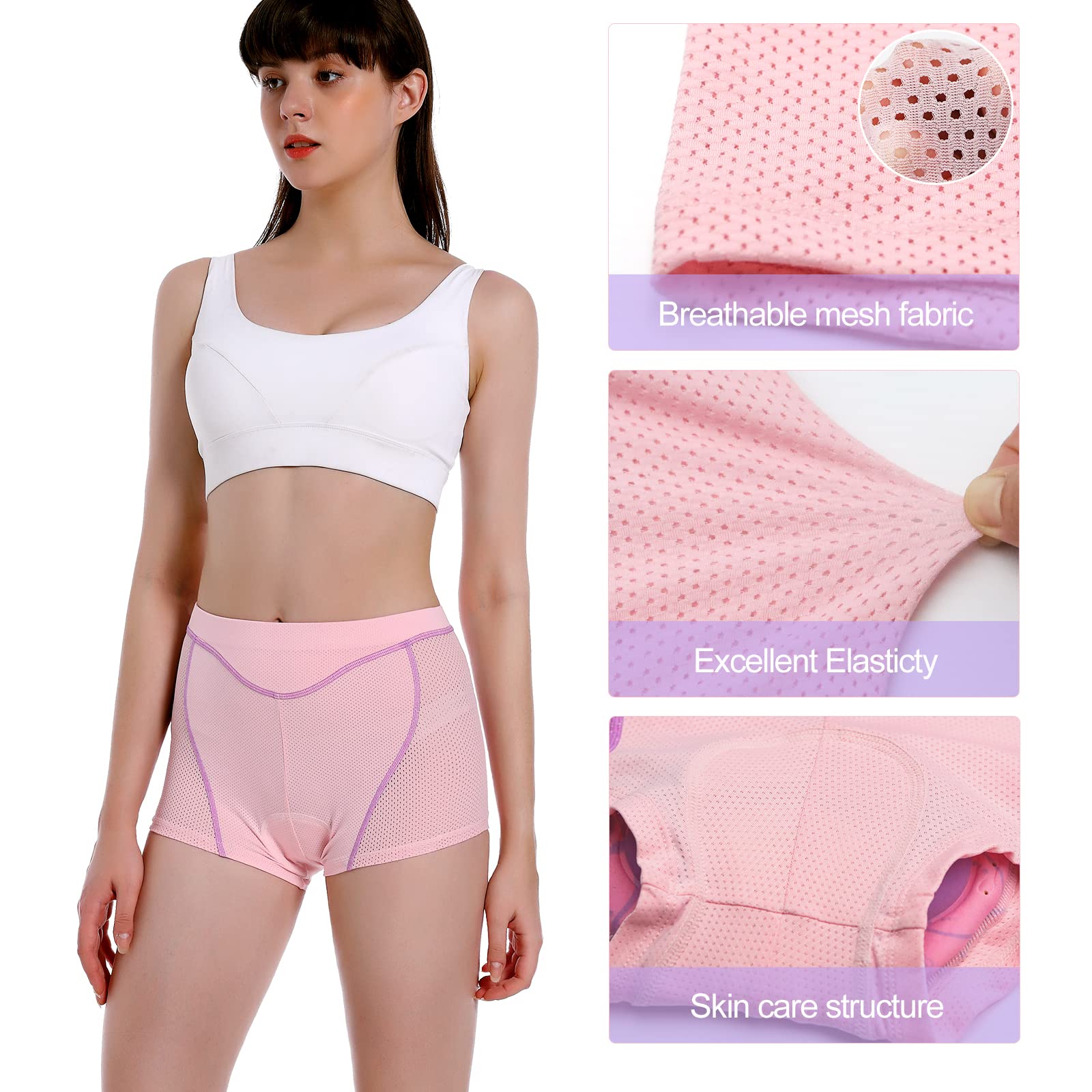 MEETWEE Damen Radunterhose,Radlerhose Kurz Fahrradhose Fahrrad Unterwäsche mit 4D hoch elastisches Schaumstoff,Fahrradunterhose Atmungsaktiv Schnelltrocknend Radhose Radfahrunterhose