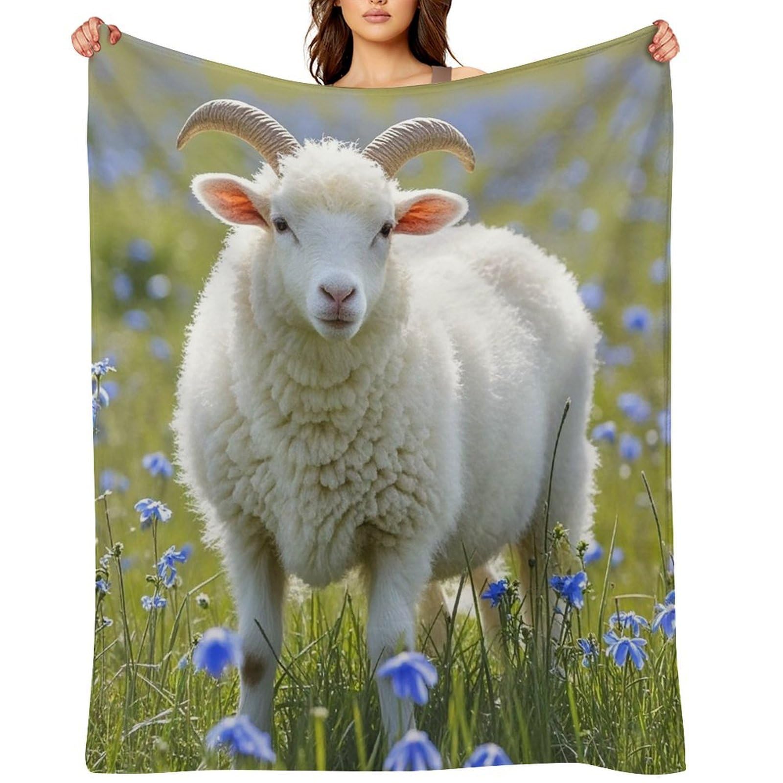 Flannel Sheep Throw Blanket for Couch Super Soft Fuzzy Cozy Flannel Blankets No Shed No Pilling FAnti-Static Winter Bed Blanket Decorative and Giftable Blankets