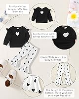 Vista 4 de NZRVAWS Conjunto de ropa para bebé niña pequeña y niña, conjunto de sudadera con corazón y pantalón largo