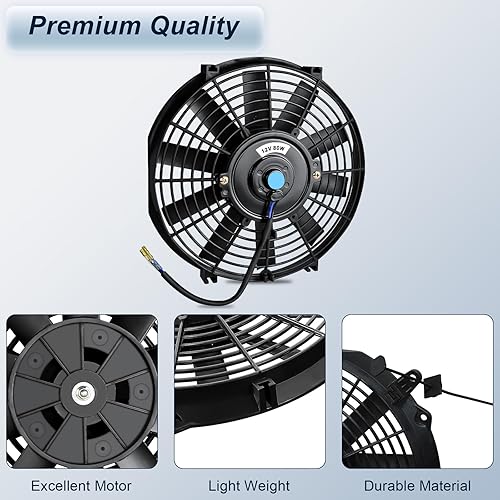 Miniatura 3 de MuHize Ventilador de refrigeración eléctrico para radiador, ventiladores universales de alto rendimiento de 12 pulgadas (nuevo 2023), conjunto de