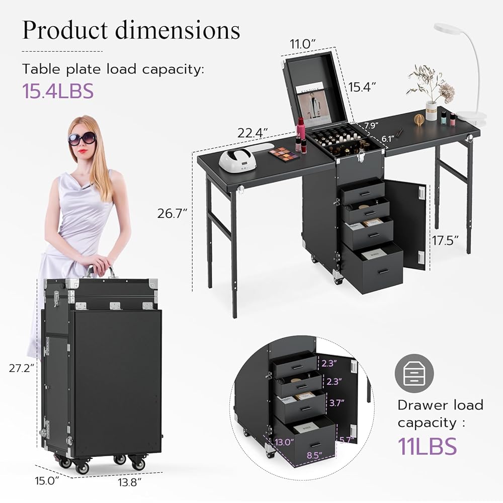 その他 SUITCASE NAIL DESK Amazon.com : Icoget Portable Nail Table Desk, Foldable