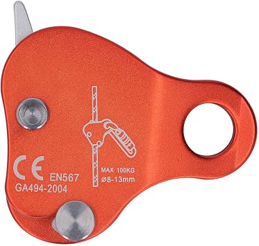 Climbing Rope Grab, Rock Climbing Gear Climbing Ascender 8 13mm Climbing Rope Grab Stopper Aluminum Alloy Self Locking Rock Climbing Climbing Mountaineering Orange