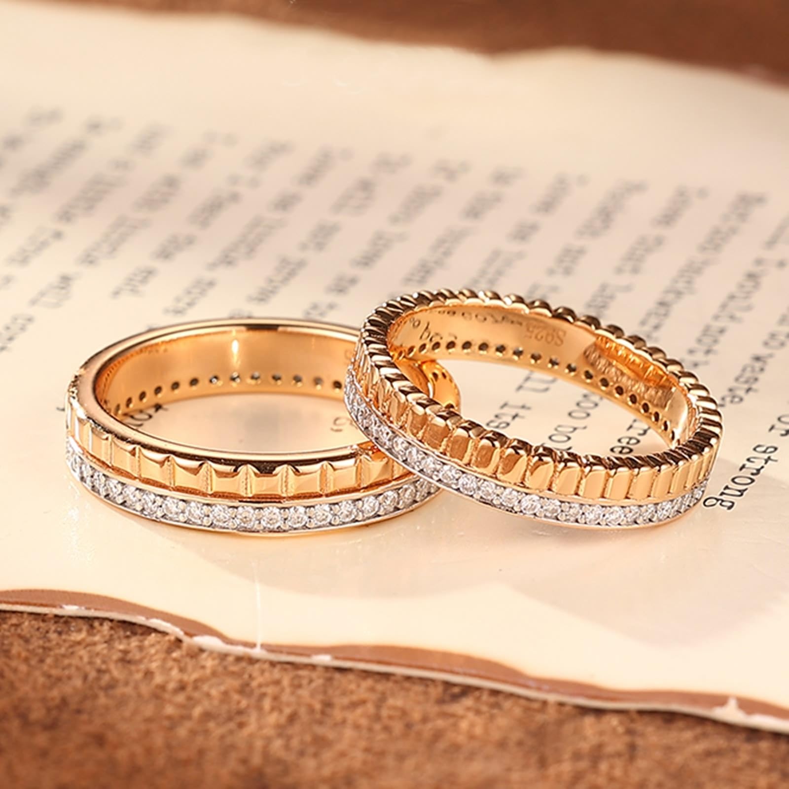 Anillos de Compromiso Hombre Anillo de Compromiso Mujer Moissanita Oro Rosa de 9K/14K/18K Diseño Geométrico Simple con Moissanita Redonda Talla 15 Popular para Hombres Día de San Valentín Joyas