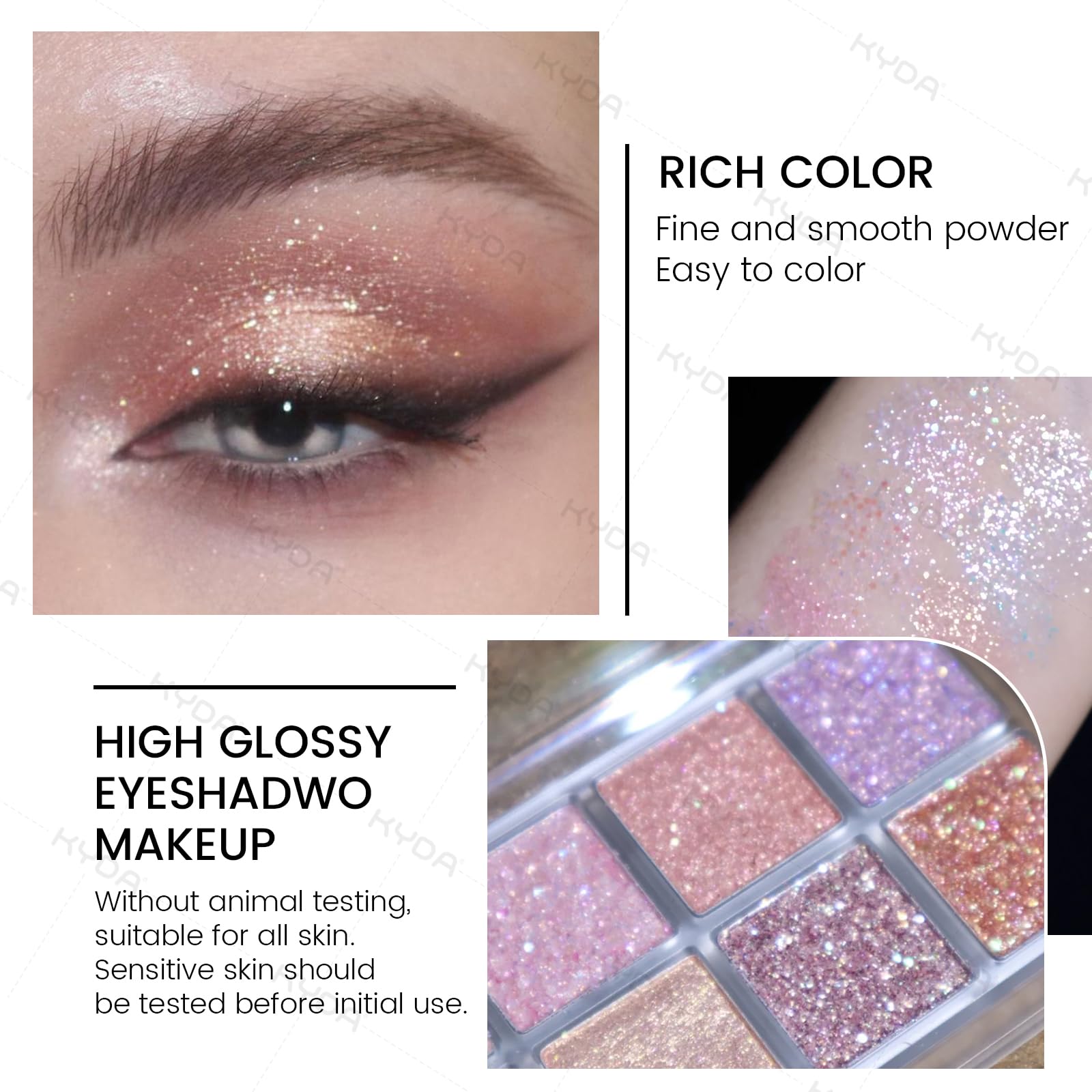 Paleta de sombra de ojos con purpurina de 10 colores, sombra de ojos de lentejuelas brillantes, sombra de ojos en polvo de perlas brillantes, maquillaje de ojos con purpurina multicolor, paleta 4