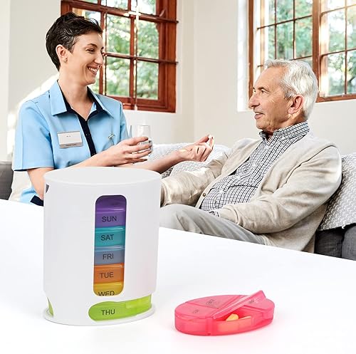 Miniatura 7 de Organizador semanal de pastillas de 7 días, organizador de medicamentos, organizador diario de pastilleros, pequeño pastillero con diseño extraíble