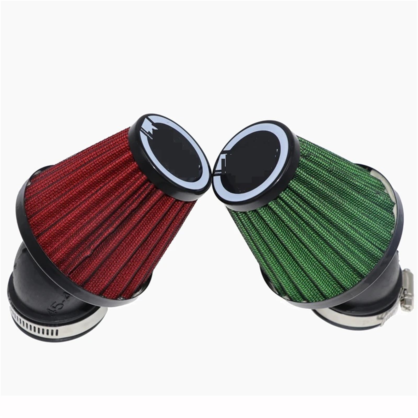 filtr powietrza zamienny Pasuje do filtra powietrza motocykla 28-48 mm Środek czyszczący Zacisk na filtrach wlotowych zgiętych pod kątem 45 °(Green 48mm)
