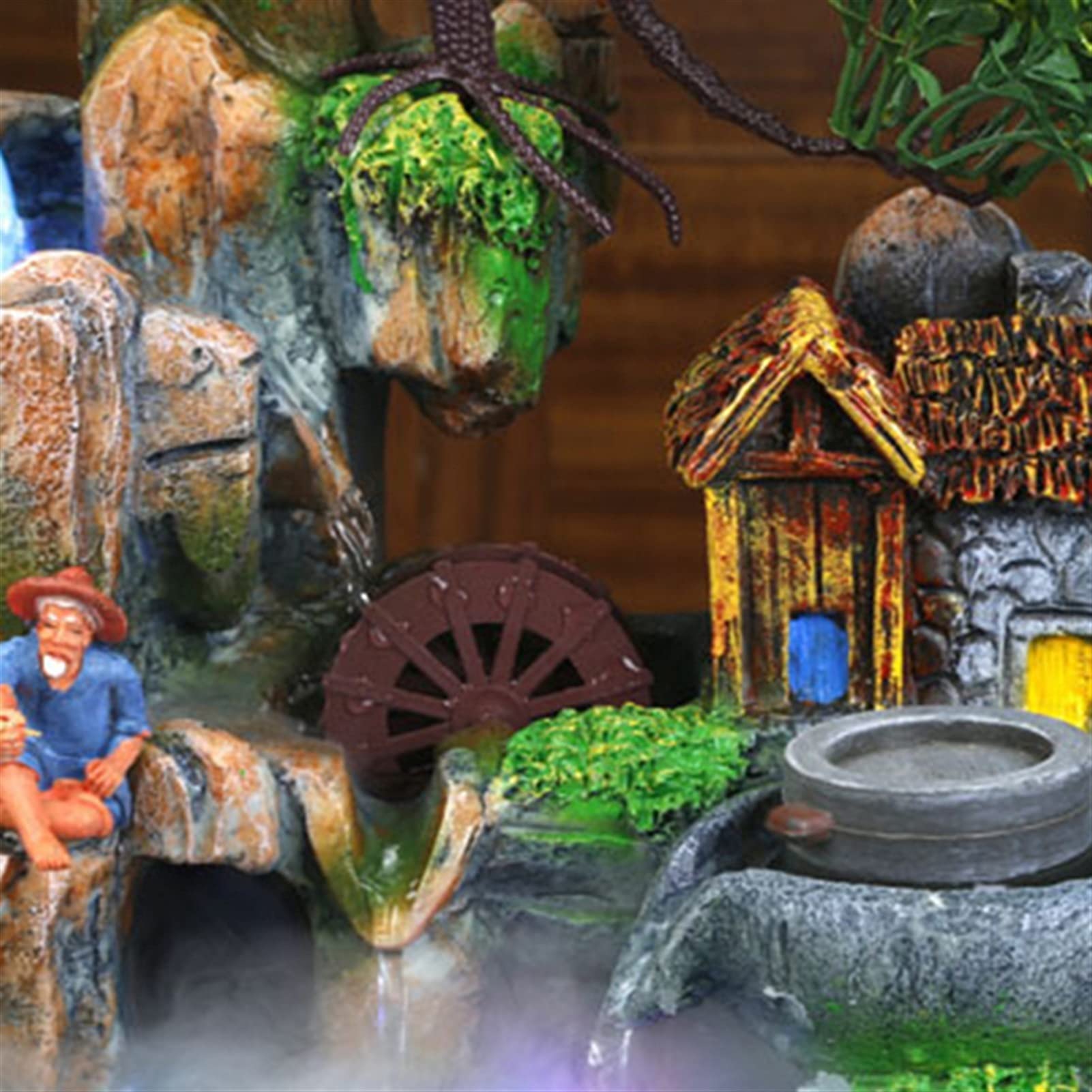Water Fontein Big Size Indoor Desktop Waterfall Ornament Hars Ambachten Landschap Waterfontein met kleurverandering LED Home Tuin Inrichting Waterfonteinen Binnen
