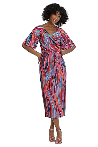 Women's Maggy London Women's Dresses Short Flutter Sleeve Faux Wrap