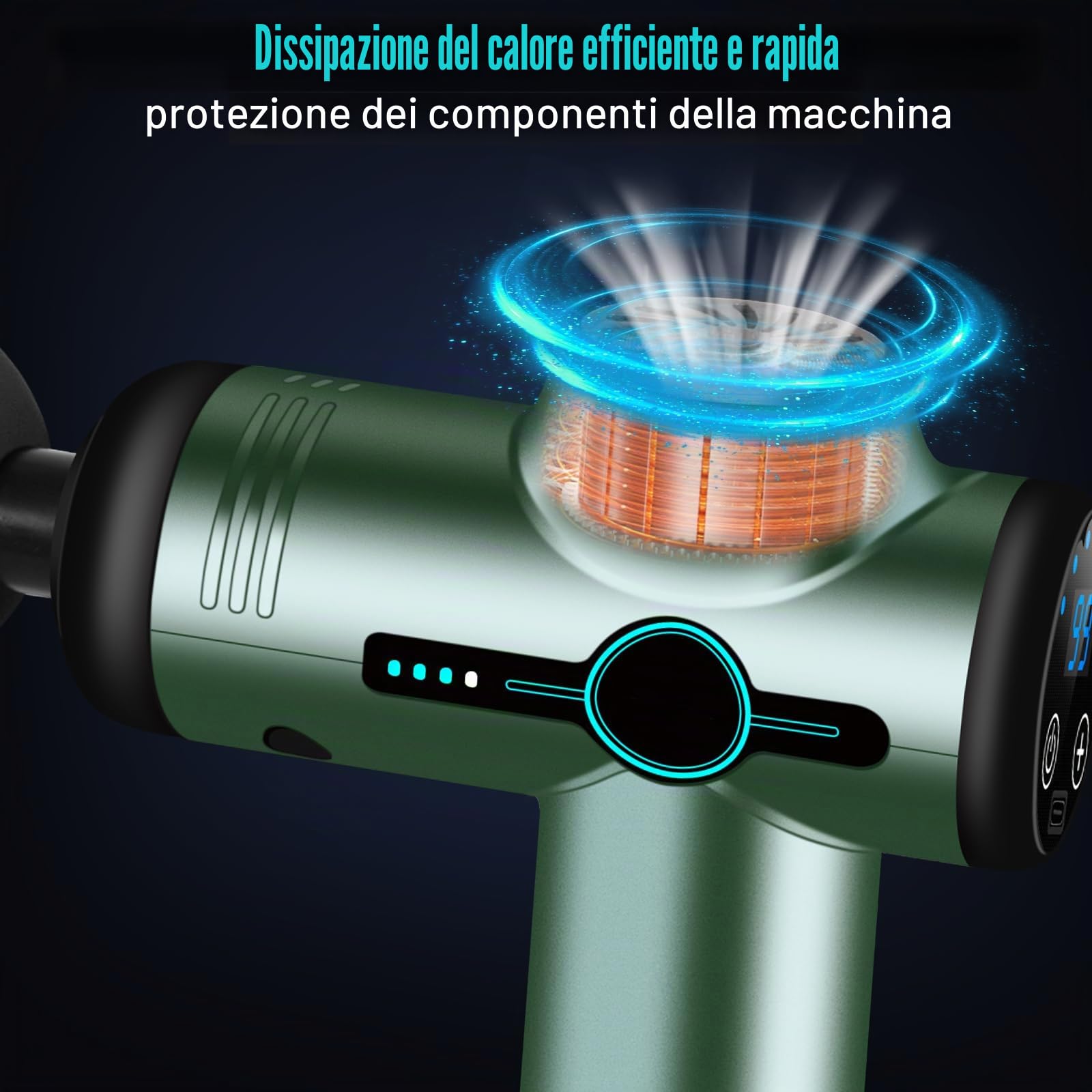 AQXONG Mini pistola per Massaggio Muscolare, 99 Velocità, Pistola da Massaggio Ultra Silenziosa 35DB, 8 Testine Massaggianti, Display LCD, Massaggiatore Portatile per Alleviare i Dolori Muscolari