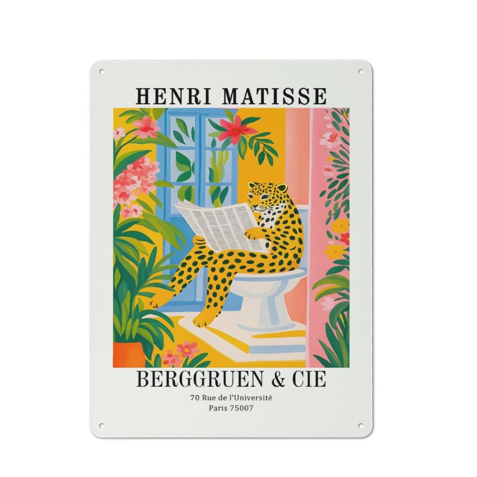 Henri Matisse Berggruen & Cie Warehouse Style Metal Wall Decor 40x30cm, Metal Wall Sign for Workspace, Cafe, Hallway Or Garage