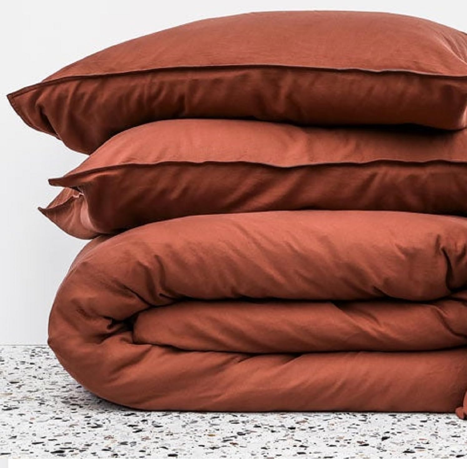 100% Linen Duvet Cover in Brunt Orange Duvet Color Washed Linen Duvet Cover Comforter Cover with Buttons Quilt Cover Full Queen King Toddler (Queen XL 90X98)