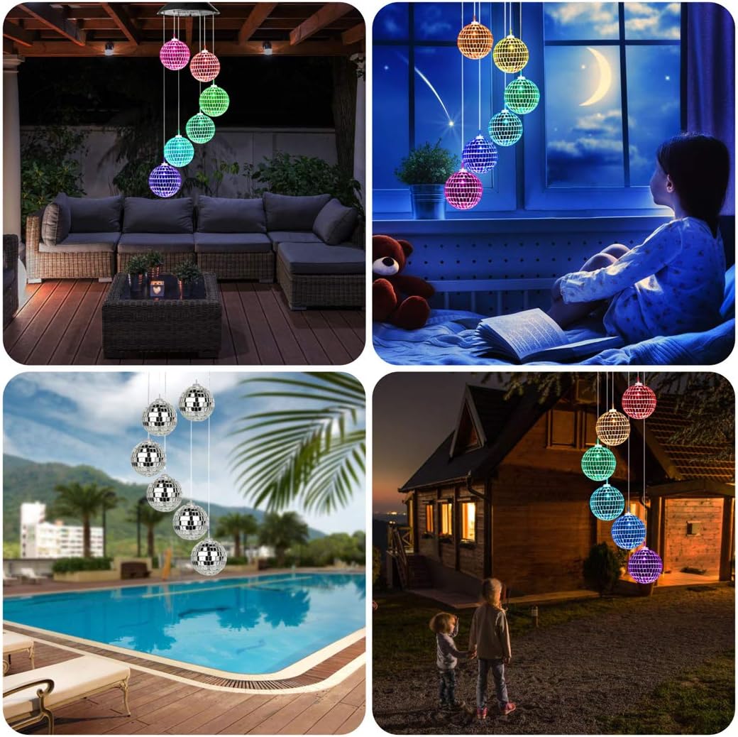 Idefair Solar Wind Chimes, Mobile Hanging LED Light Color Changing Wind Chime Birthday Gift for Mom Mother Laddies and Garden Patio Yard Decoration (Ball) - Image 6