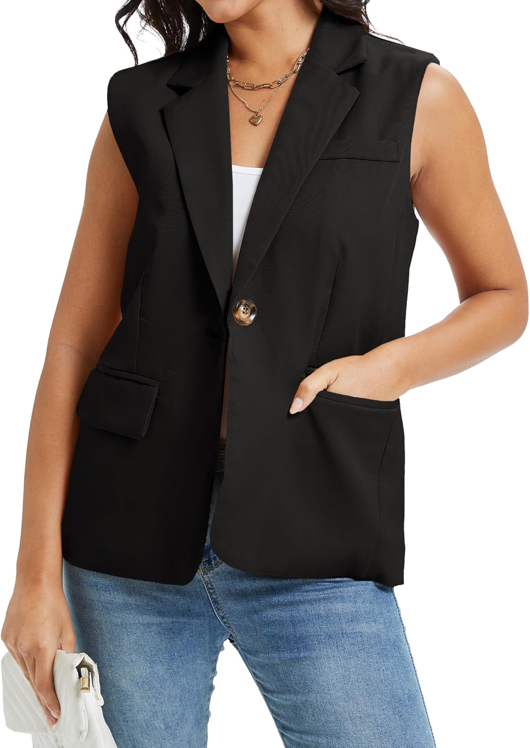 Spicy Sandia Womens Sleeveless Blazer Vest Tops Business Casual Outfits Dress Jacket Summer Trendy Dressy Office Work Clothes