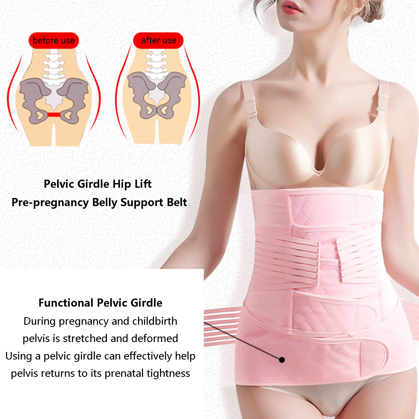 2 en 1 Soporte posparto Recuperación Vientre Envoltura Cintura Pelvis Posparto Vientre Binder C Sección Cinturón Postnatal Recuperación Soporte Banda Postnatal Abdominal Binder,2XL,Natural