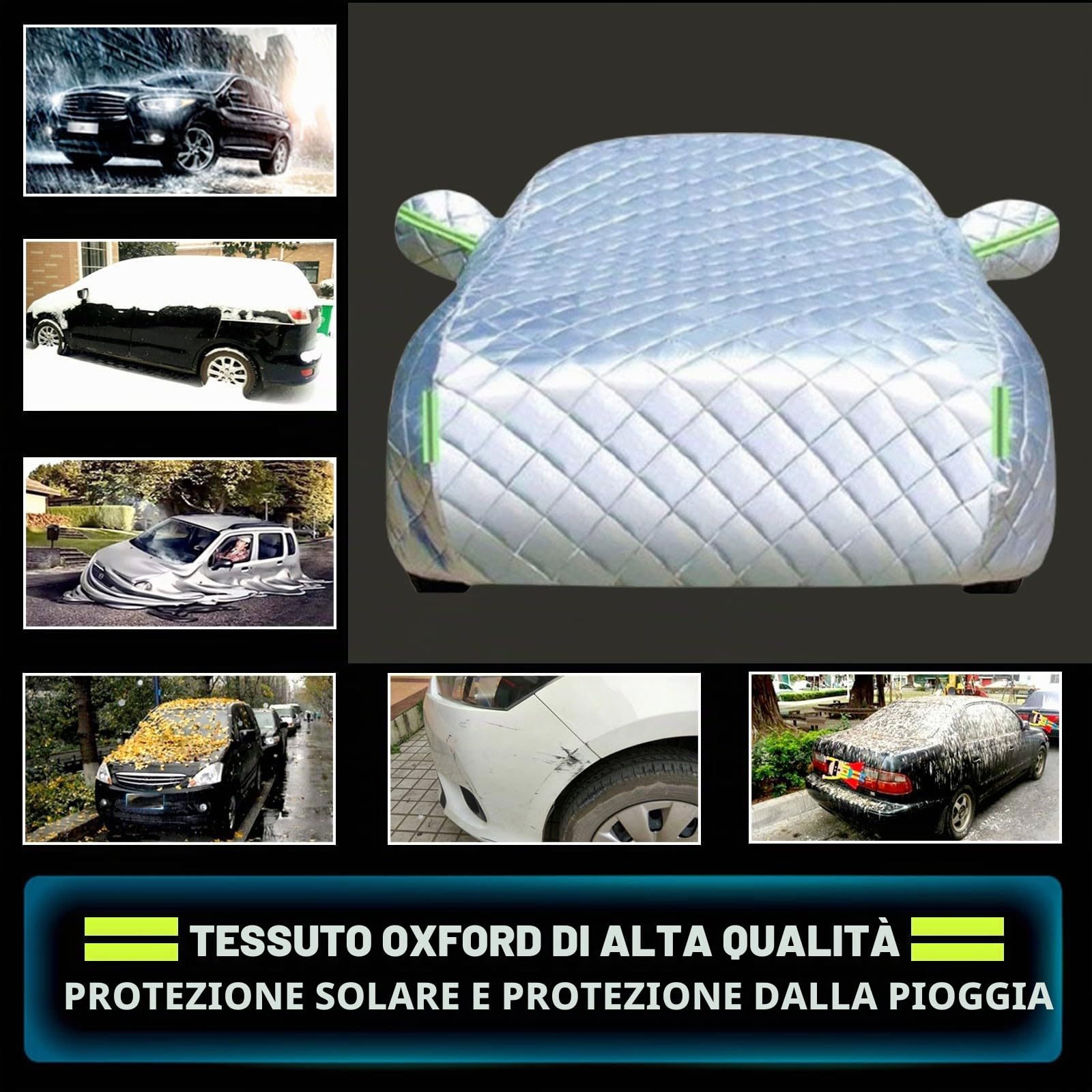 Telo Antigrandine Auto per For-d Fiesta (2013-2024) Copertura Antigrandine Esterno – Telo Copriauto Invernale Pesante, Tutte le Stagioni Impermeabile Anti-UV Anti-Neve Anti-Gelo