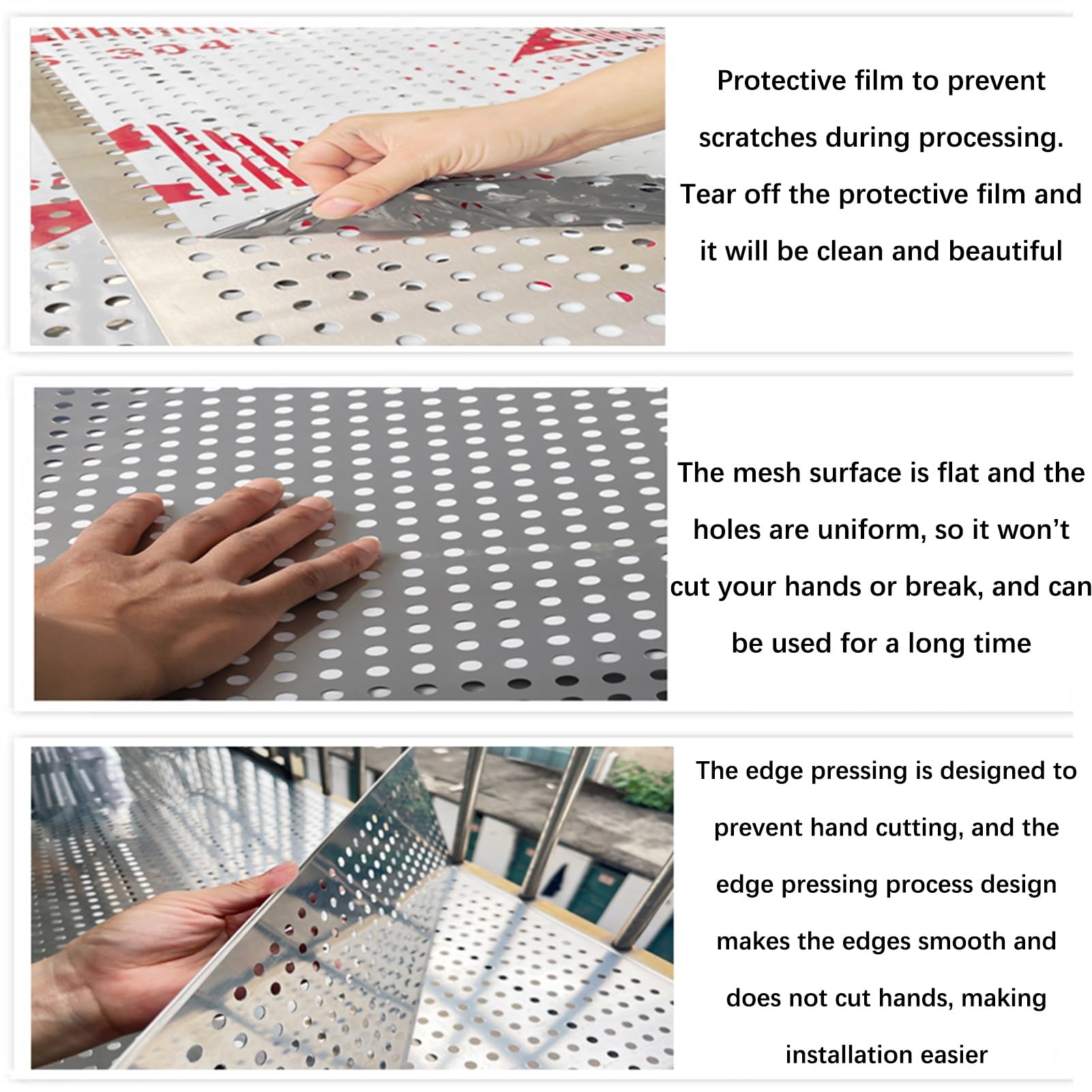 Lámina perforada de acero inoxidable, malla de seguridad antirrobo para protección de ventanas y balcones, panel de rejilla decorativo