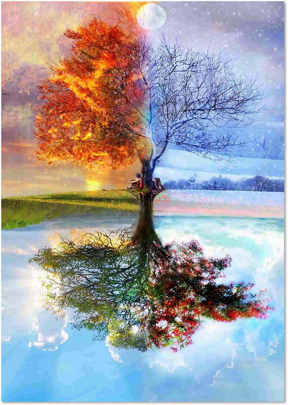 DIY 5D Diamond Painting Full Drills Crystal Rhinestone Diamond Embroidery Paintings Pictures Arts Craft for Adults or Kids 30x40cm (Four Season Tree)