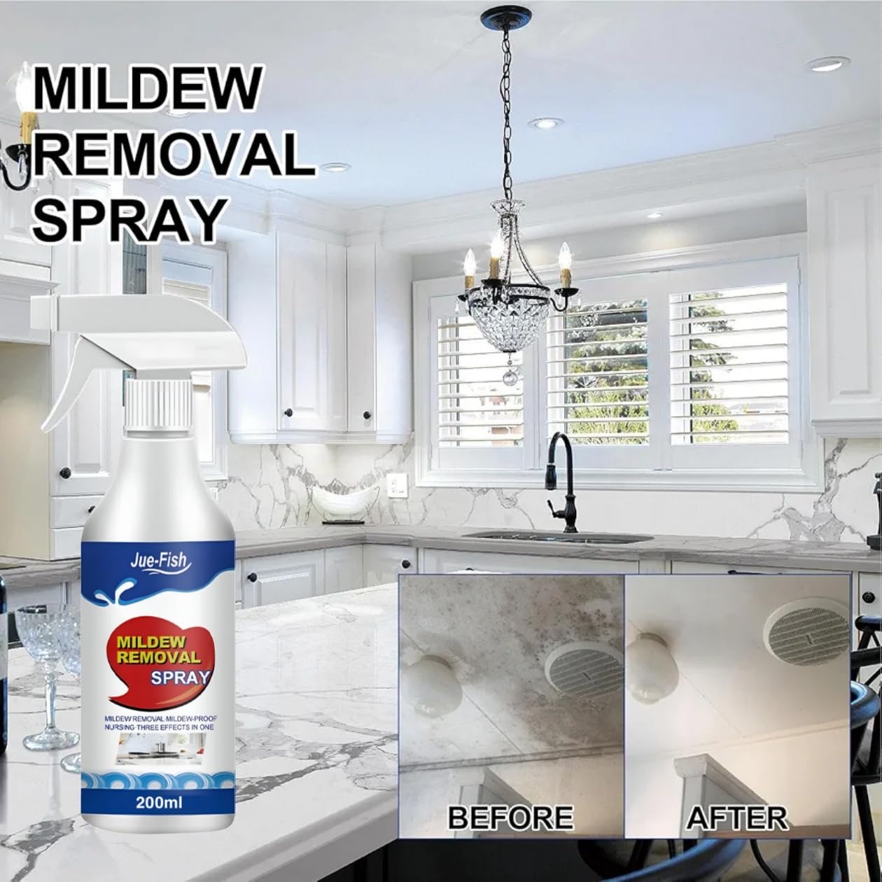 Premium Mold Remover Spray, Mould and Mildew Remover, Wall Stain Removal Spray, Multi Purpose Powerful Descaling Cleaning Agent for Kitchen, 200ml, Pack Of 1 3