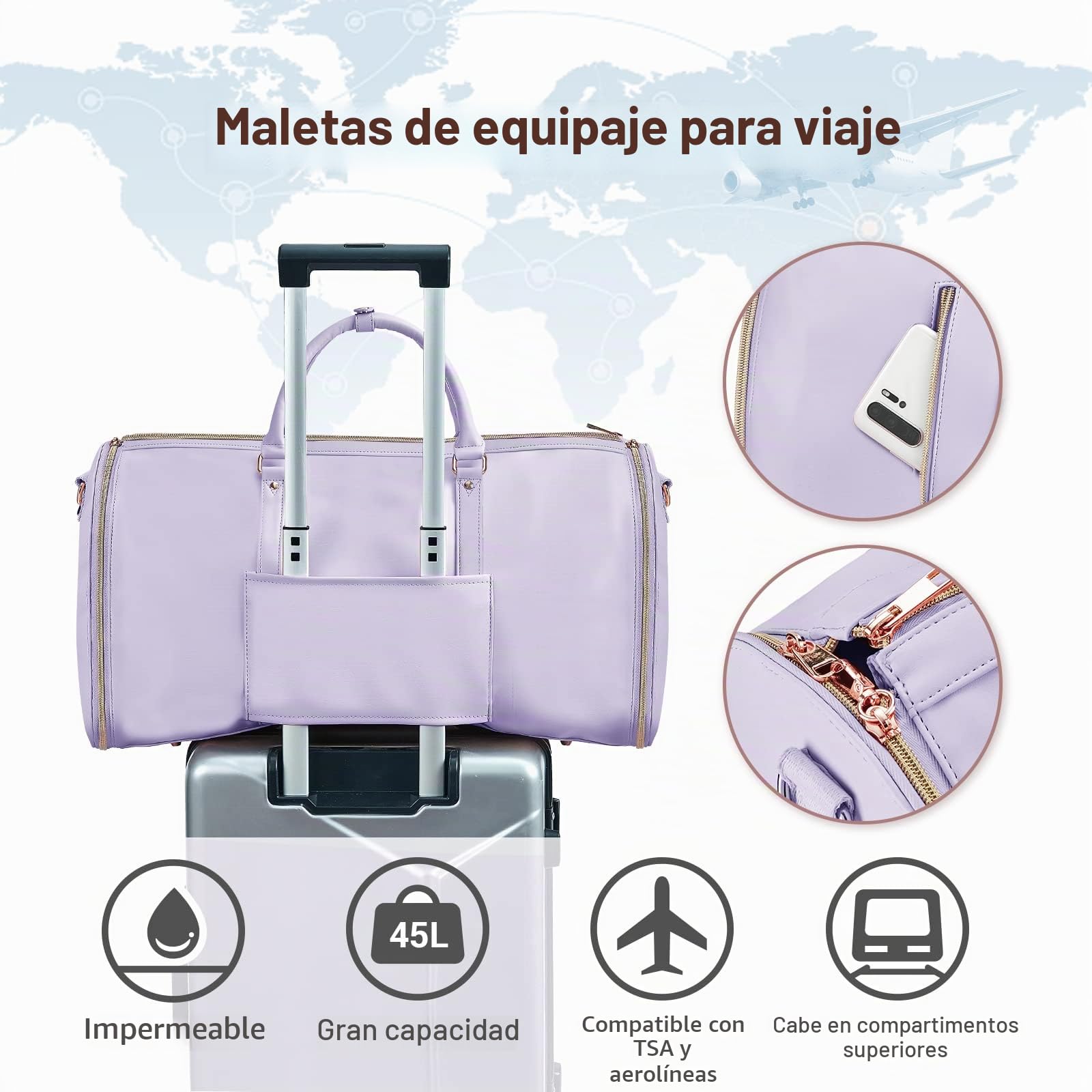 Bolsa portatraje de Viaje para Mujer, Púrpura, Carry-on 20-Inch, Mujer