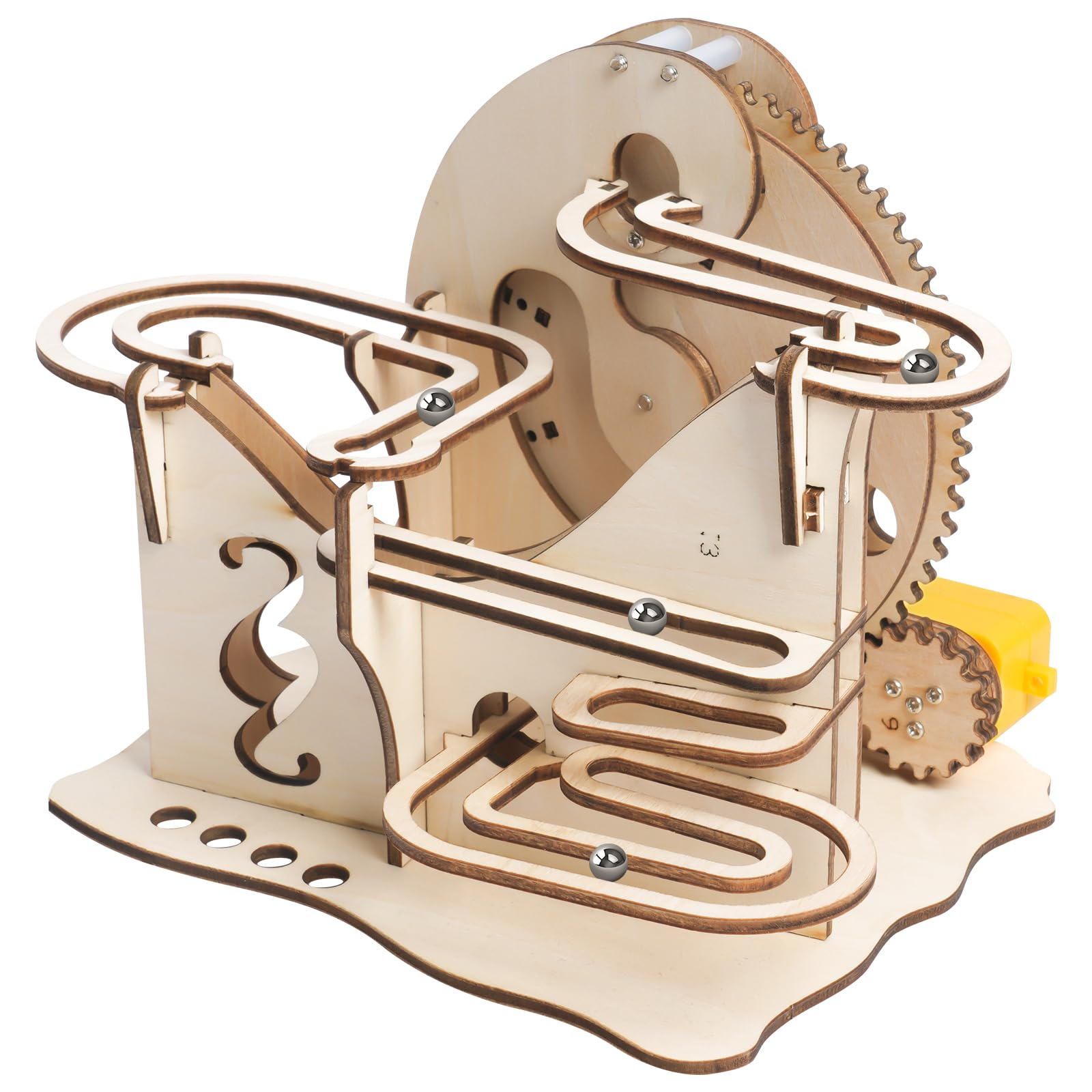 HOTUT Marble Run 3D Wooden Puzzle, Self Assemble (33 Pcs) Mechanical Gear Drive, Electrical 3D Puzzle
