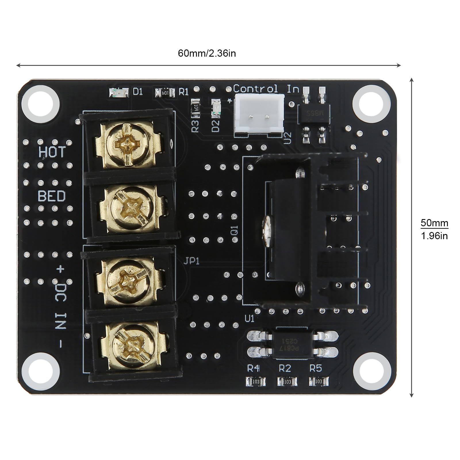 DiGiYes Vermogensuitbreidingsmodule Voor Verwarmd Bed – 25A MOSFET Voor 3D-printers, Geschikt Voor 12-24V