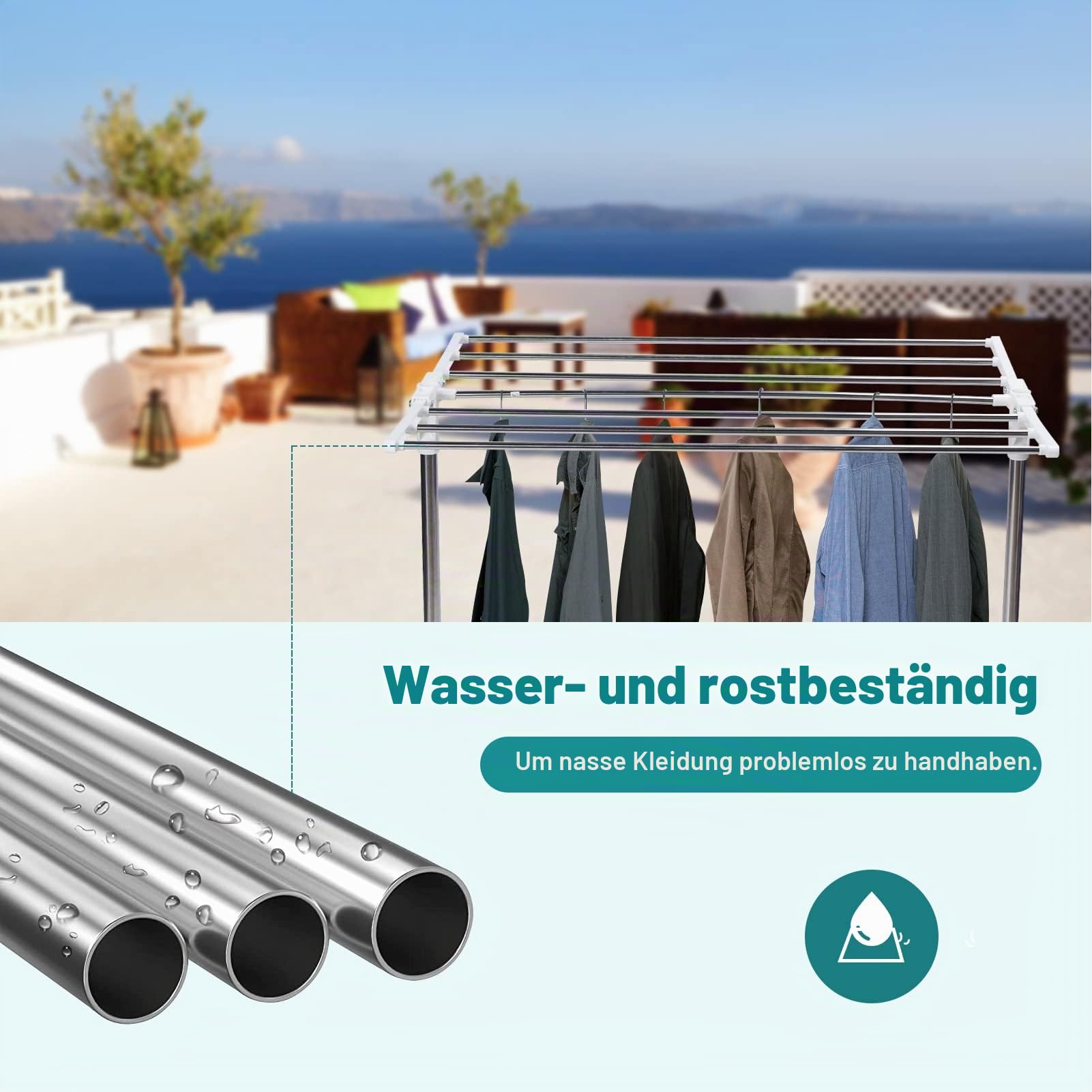 Pilipane Wäscheständer schmal, wäscheständer klein, große Trockenfläche wäschständer, Faltbarer und Verstellbarer kleiderständer, robuster und langlebiger Wäschetrockner für trockene