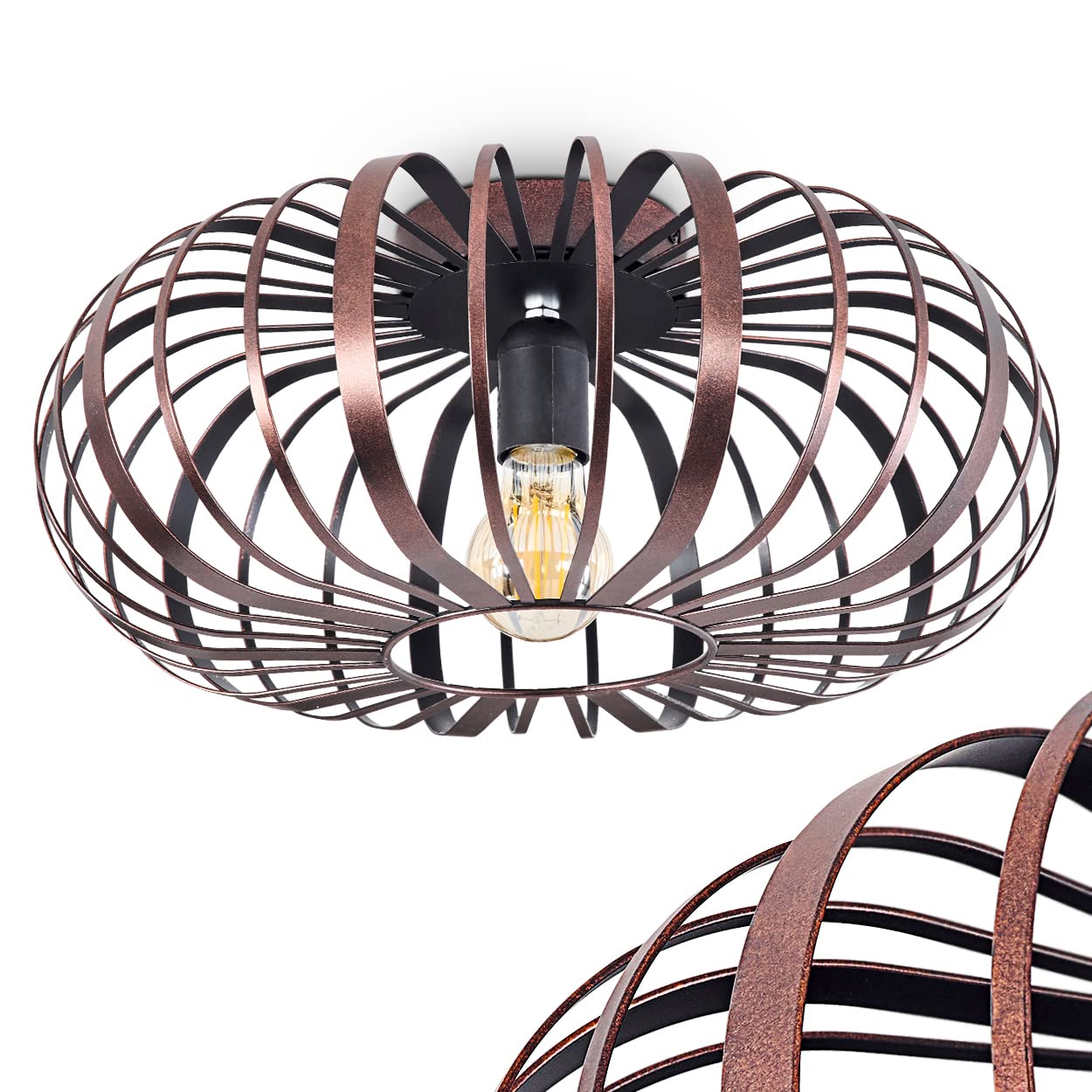hofstein Plafoniera Oravi lampada da soffitto moderna in metallo color rame/nero, lampada dal design moderno con effetto luce, ø40 cm, 1 luce, 1 x E27, senza lampadina/e