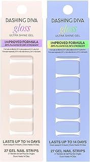 Gloss Nail Strips Bundle - The Blue Sky Collection - Birdie & Parfait - UV Free, Chip Resistant, Long Lasting Gel Stickers - Contains 2 Sets
