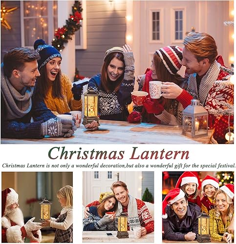 Miniatura 6 de Farol navideño Jedawn con familia de muñecos de nieve, globos de nieve musicales de Navidad, 12 pulgadas, carga USB y funciona con pilas, con