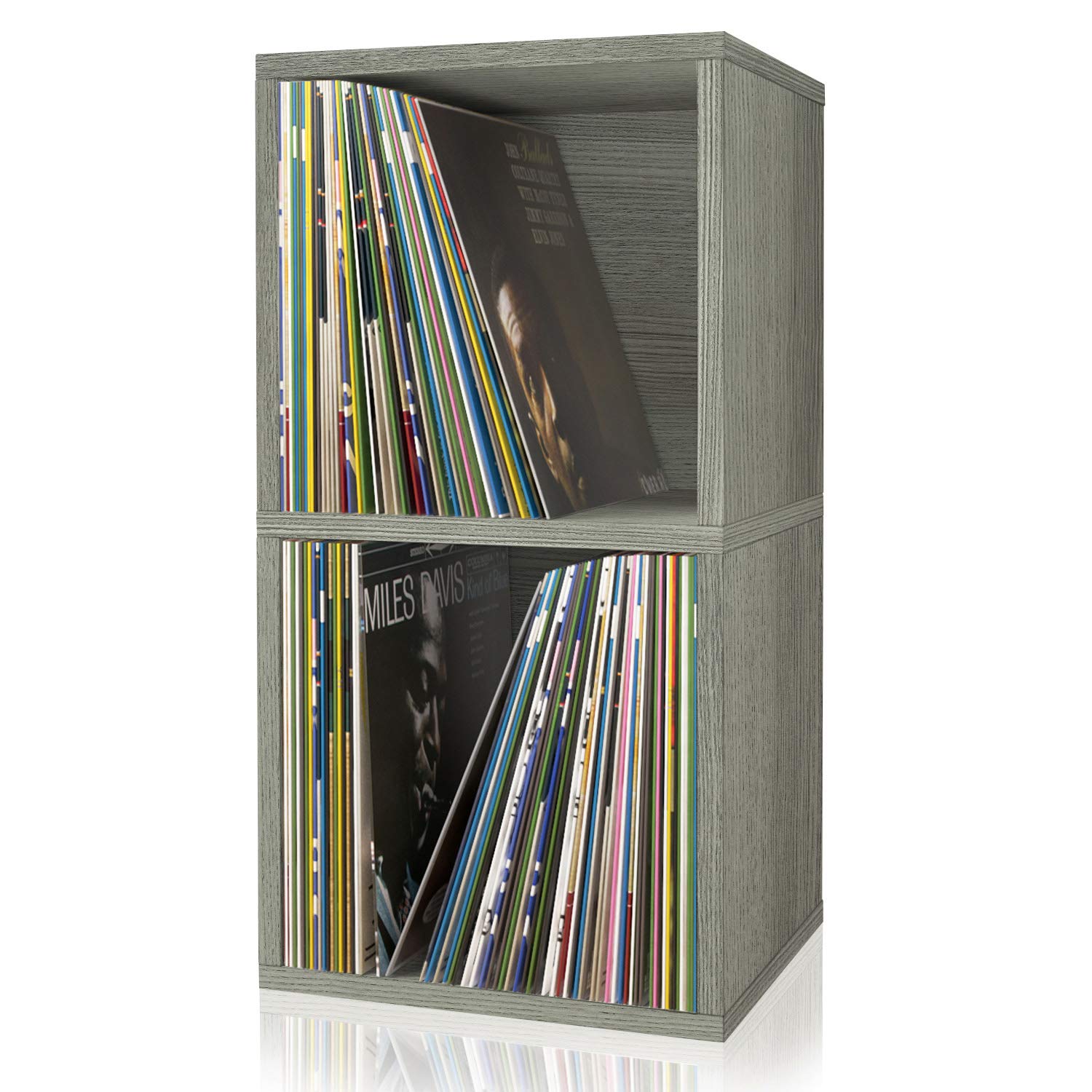 Way BasicsBook Shelf 2 Tier - Vinyl Record Storage (Tool-Free Assembly)